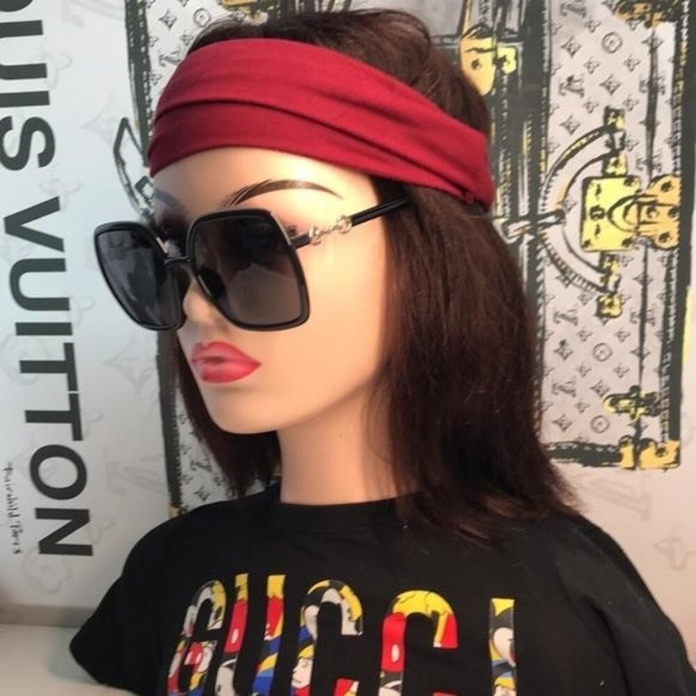 New  Authentic Gucci GG0890SA 001 Black Oversized Sunglasses